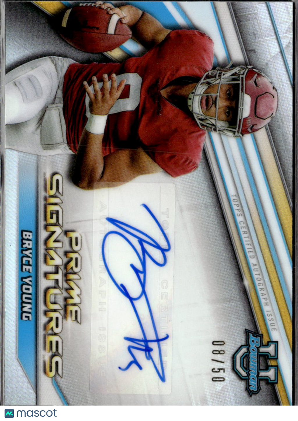 Bryce Young 2021 Bowman Chrome Prime Auto Autograph RC 8/50 Alabama Panthers