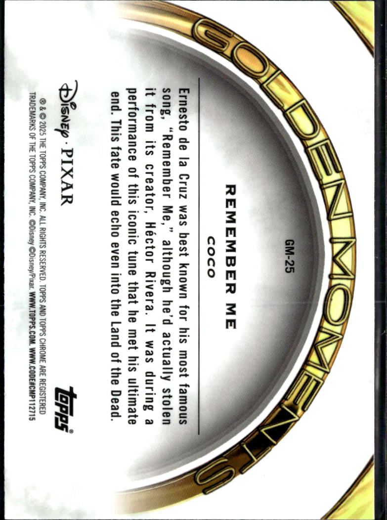 Remember Me 2025 Topps Chrome Disney Pixar Coco Golden Moments #GM-25