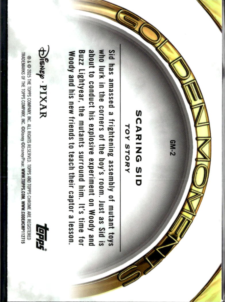 Scaring Sid 2025 Topps Chrome Pixar Toy Story Golden Moments #GM-2