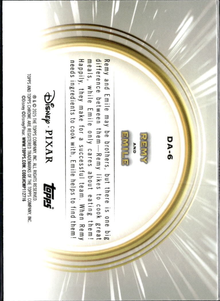 Remy and Emile 2025 Topps Chrome Disney Golden Moments #DA-6
