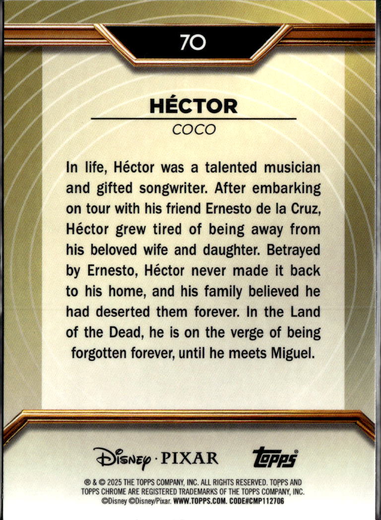 Hector 2025 Topps Chrome Disney Pixar Refractor #70
