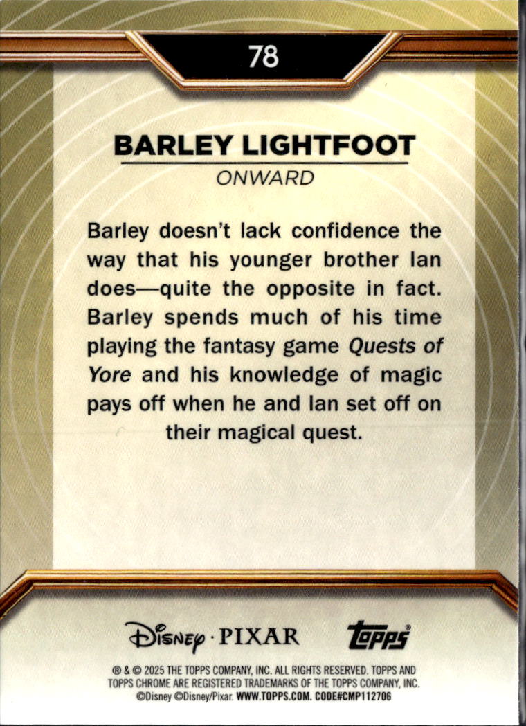 Barley Lightfoot 2025 Topps Chrome Disney Pixar Gold Refractor 14/75 #78