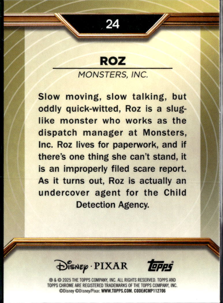 Roz 2025 Topps Chrome Pixar Gold Scope Refractor #24