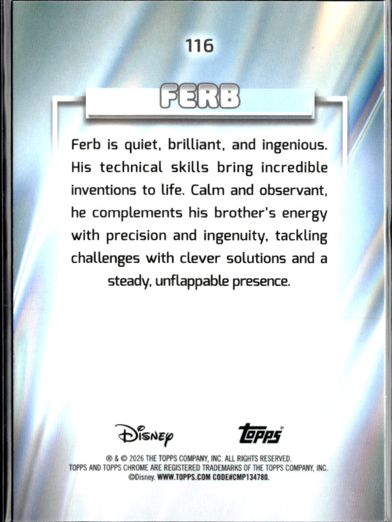 Ferb 2026 Topps Chrome Disney Pink Refractor 229/250 #116