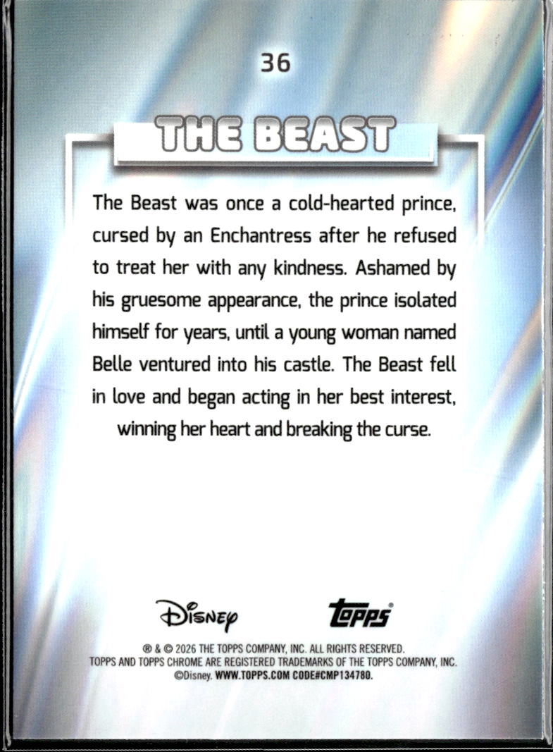 The Beast 2026 Topps Chrome Disney Aqua Wave Refractor 139/199 #36