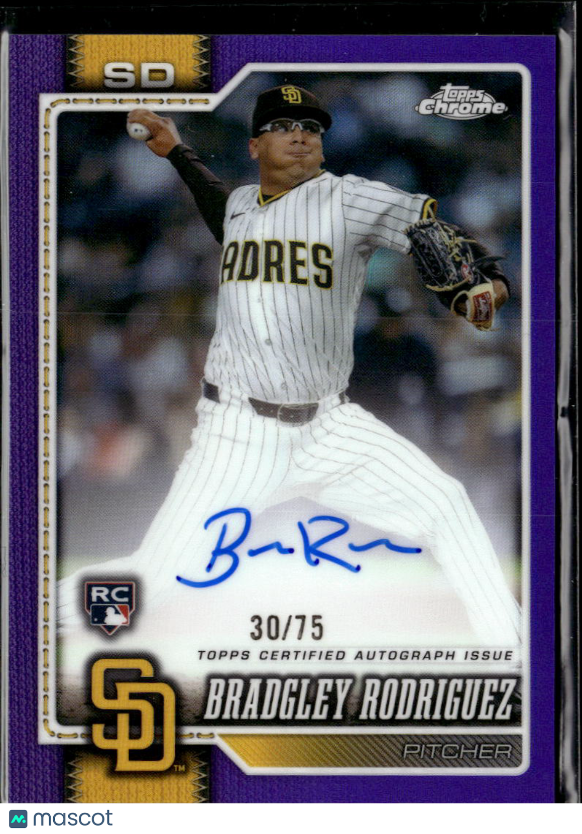 Bradgley Rodriguez 2026 Topps Chrome Auto Autograph RC 30/75 San Diego Padres