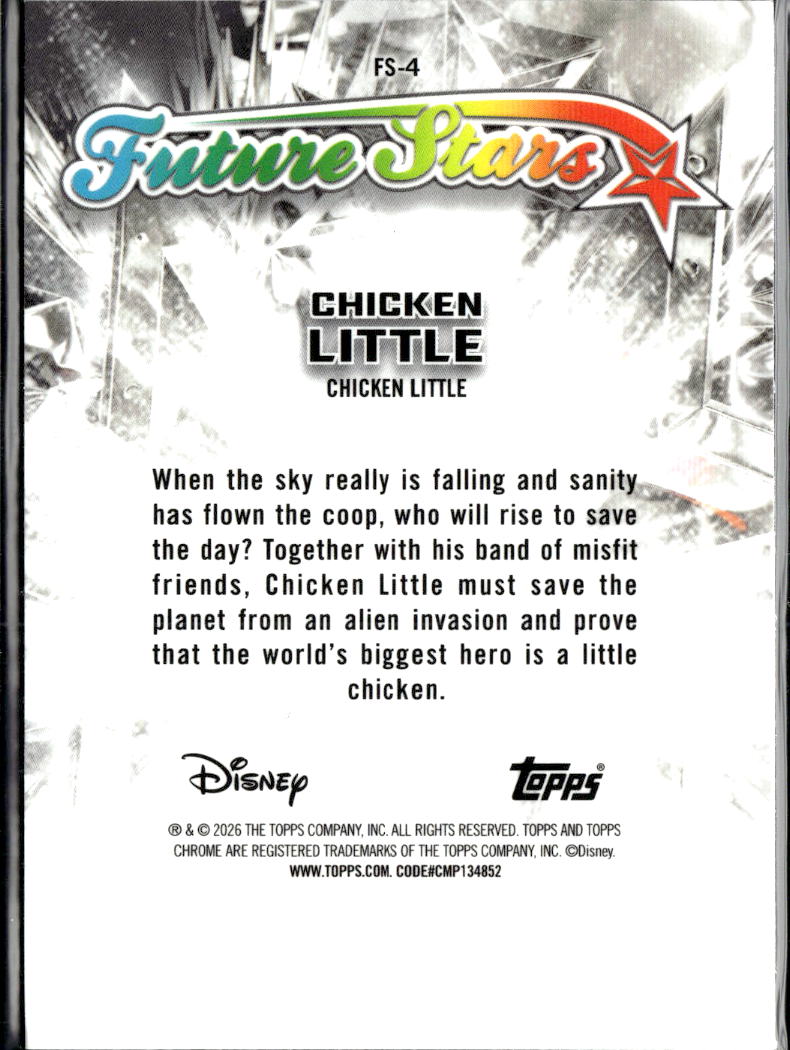Chicken Little 2026 Topps Chrome Disney 100 Future Stars Insert #FS-4