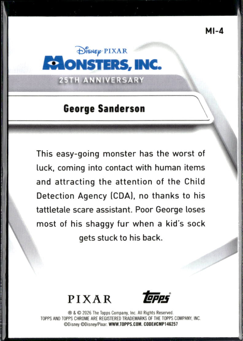 George Sanderson 2026 Topps Chrome Disney Pixar Monsters Inc. #MI-4