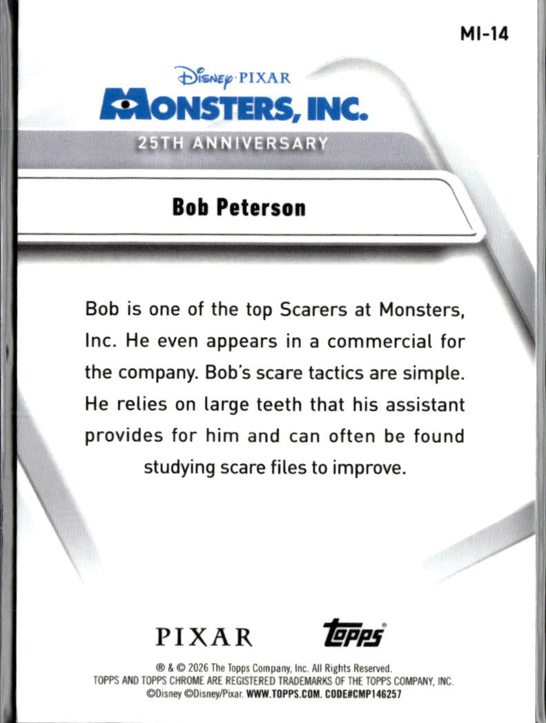 Bob Peterson 2026 Topps Chrome Disney Pixar Monsters Inc. #MI-14