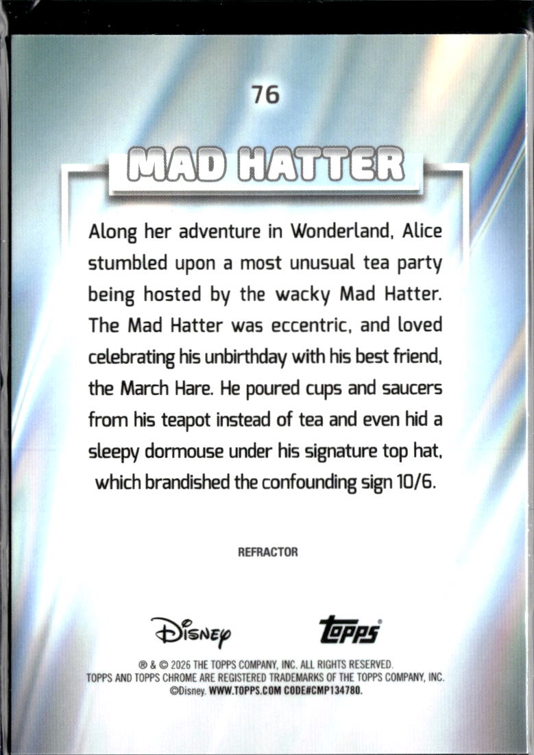 Mad Hatter 2026 Topps Chrome Disney Refractor #76