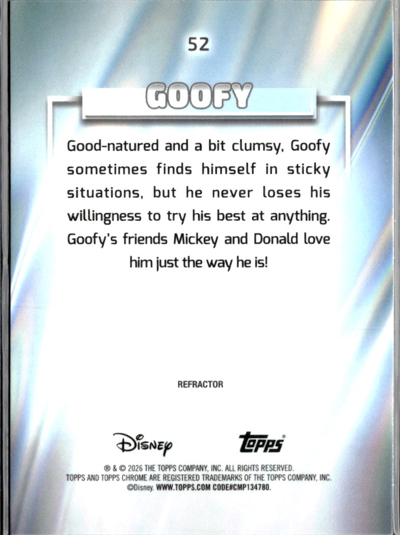 Goofy 2026 Topps Chrome Disney Refractor #52