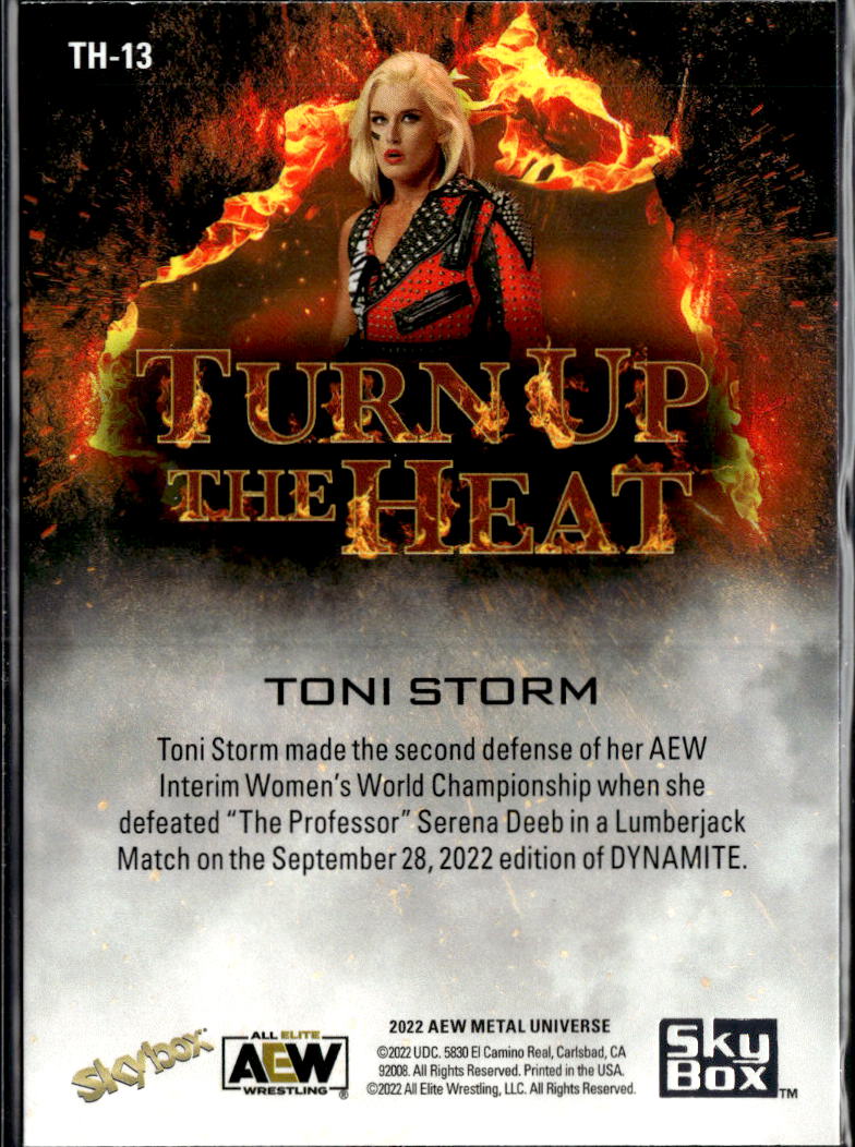 Toni Storm 2022 SkyBox AEW Metal Universe Turn Up the Heat