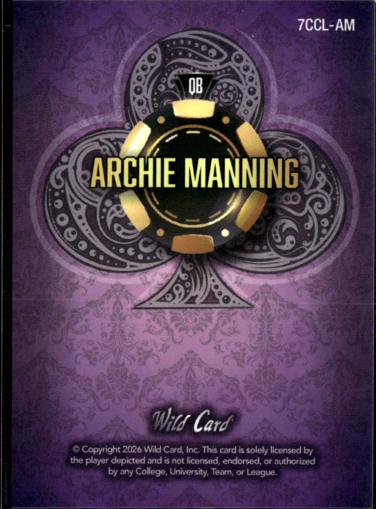 Archie Manning 2026 Wild Card Card Studs SSP 2/6 Ole Miss Rebels