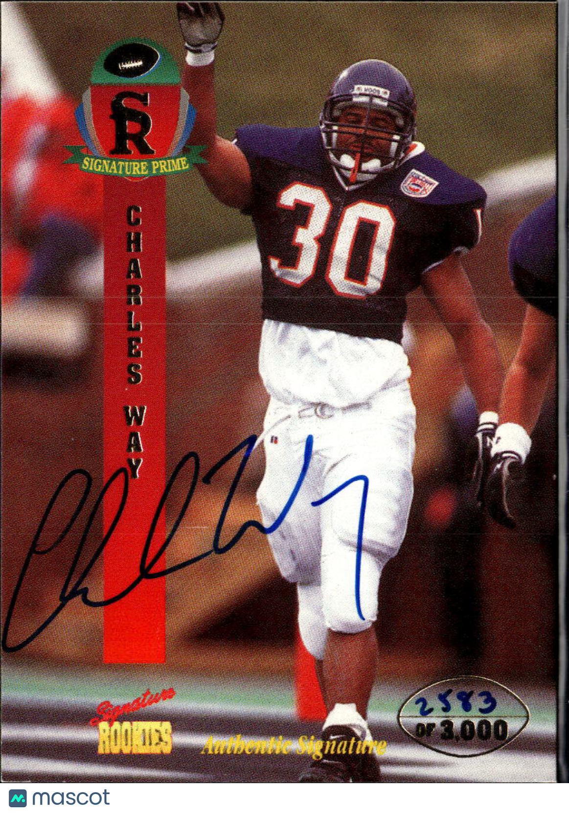 Charles Way 1995 Signature Prime Auto Autograph /3000 New York Giants