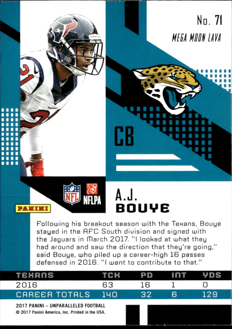 A.J. Bouye 2017 Unparalleled RC Mega Moon Lava Jacksonville Jaguars
