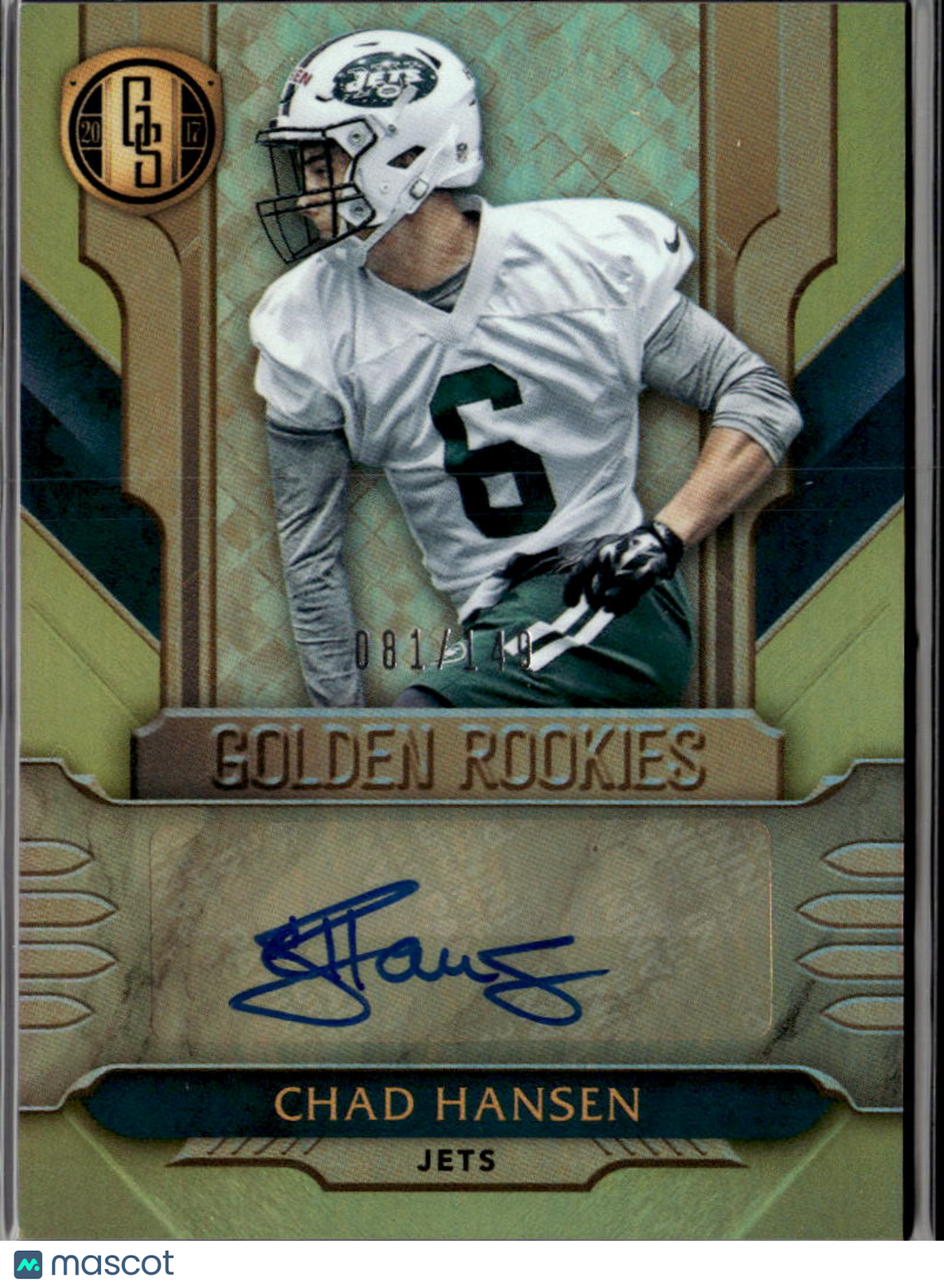 Chad Hansen 2017 Gold Standard Auto Autograph RC /149 New York Jets