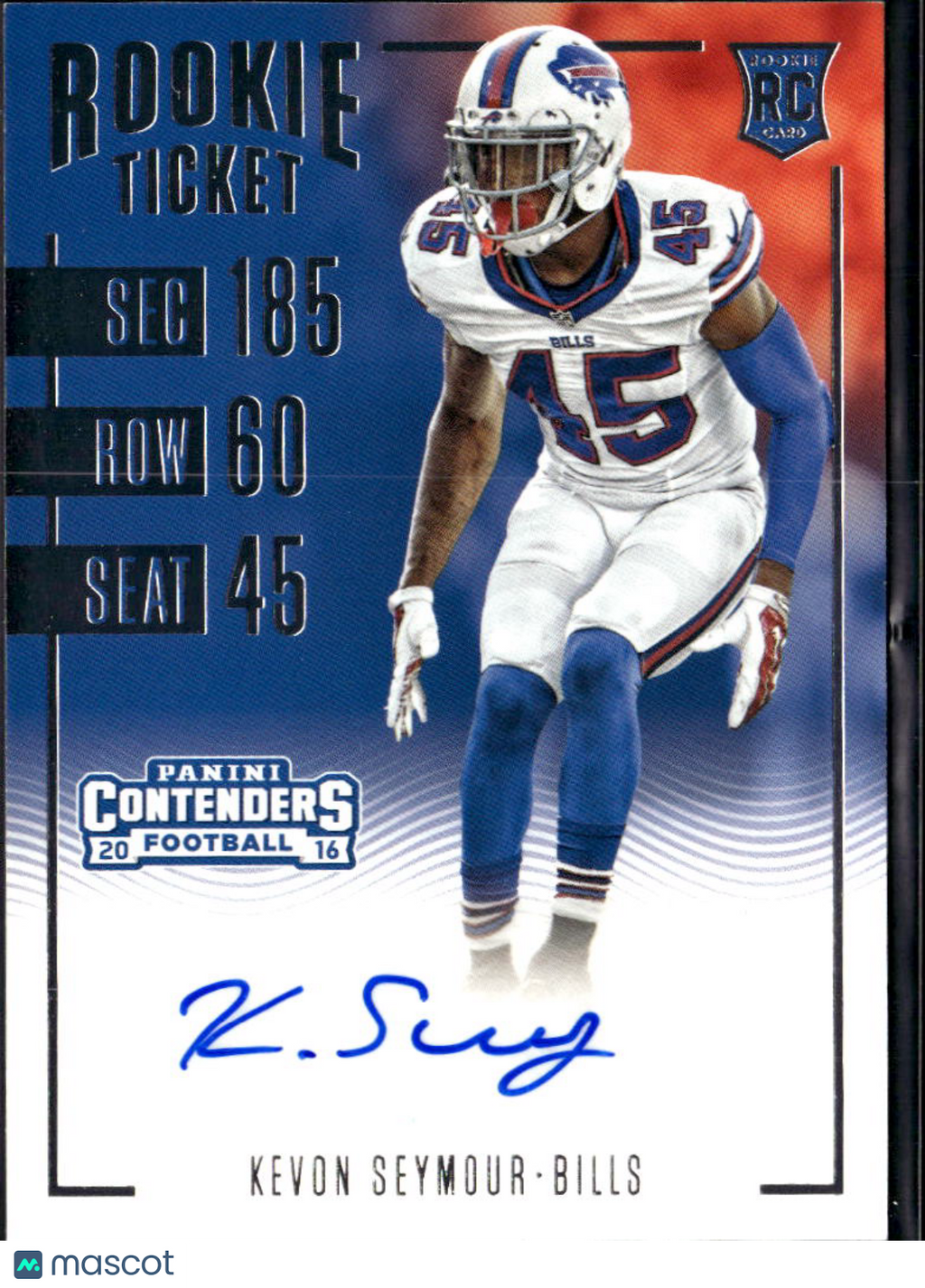Kevon Seymour 2016 Contenders Auto Autograph RC Buffalo Bills