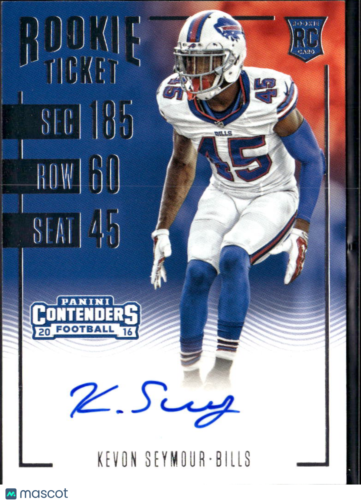 Kevon Seymour 2016 Contenders Auto Autograph RC Buffalo Bills