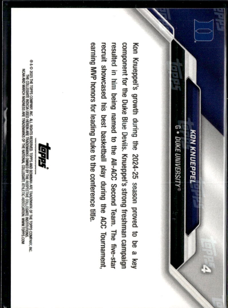 Kon Knueppel 2024 Bowman Now Basketball RC Duke Blue Devils