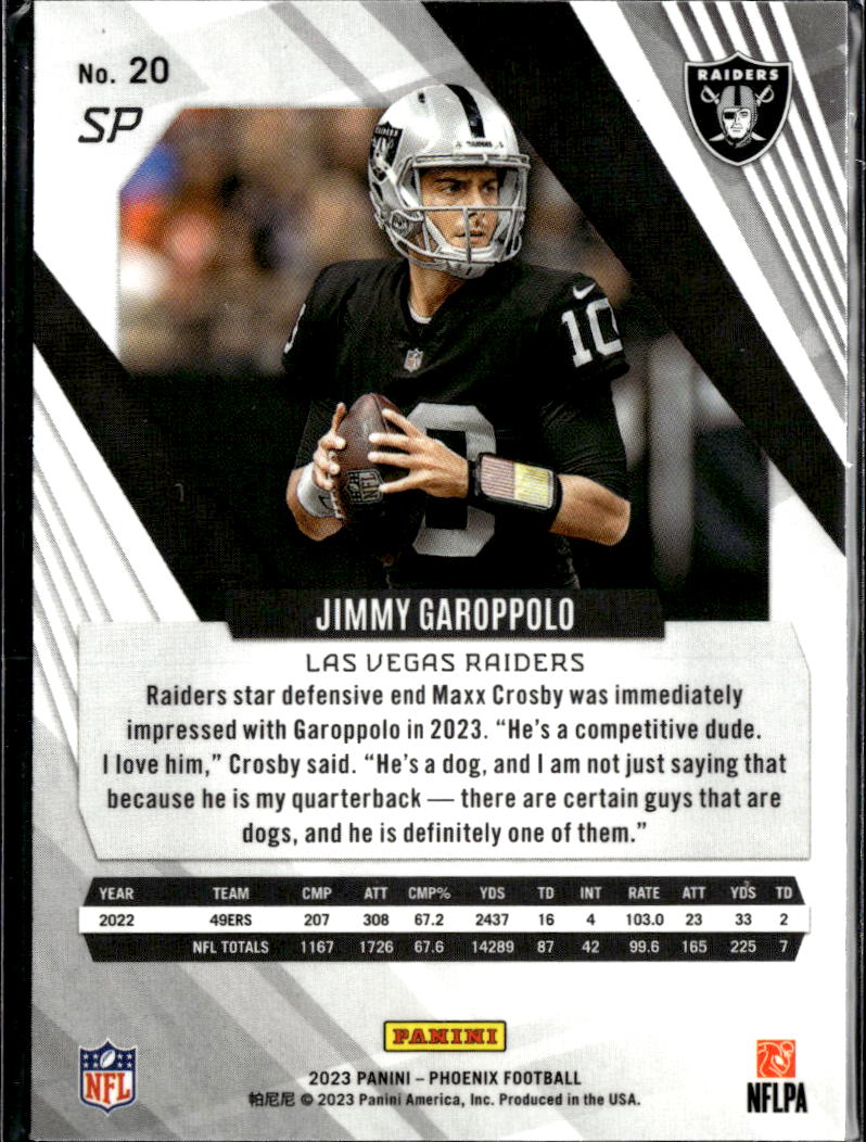 Jimmy Garoppolo 2023 Panini Phoenix SP SHORTPRINT Las Vegas Raiders