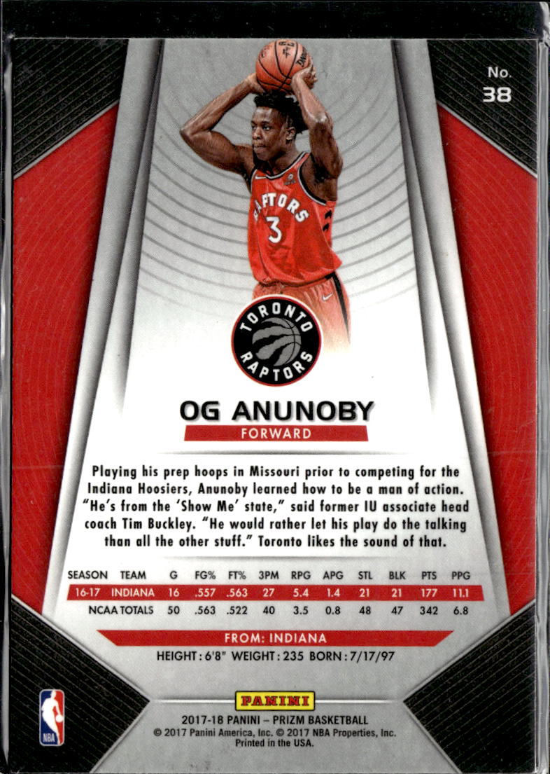 OG Anunoby 2017 Panini Prizm RC Rookie Toronto Raptors