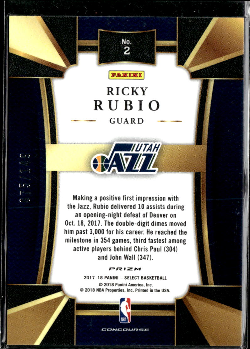 Ricky Rubio 2018 Select Concourse White Prizm /149 Utah Jazz