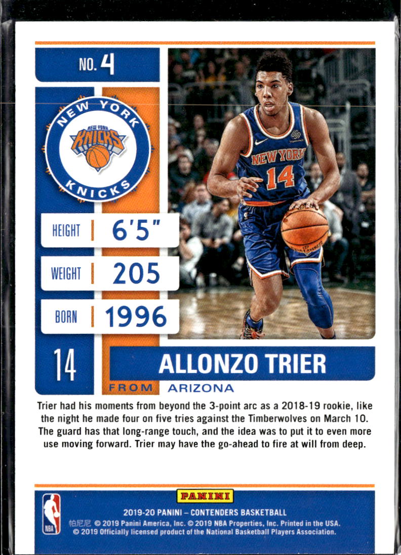 Allonzo Trier 2019 Contenders Conference Finals Ticket /125 New York Knicks
