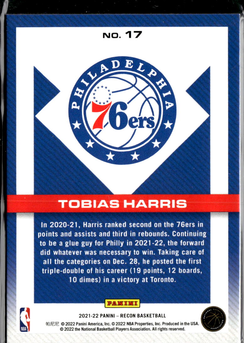 Tobias Harris 2022 Panini Recon Blue 85/99 Philadelphia 76ers