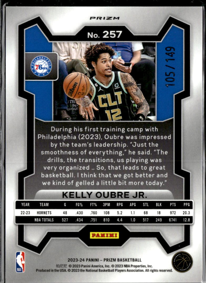 Kelly Oubre Jr. 2023 Prizm Choice Purple 105/149 Philadelphia 76ers