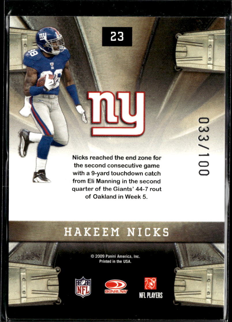 Hakeem Nicks 2009 Playoff Contenders Rookie Roll Call /100 New York Giants