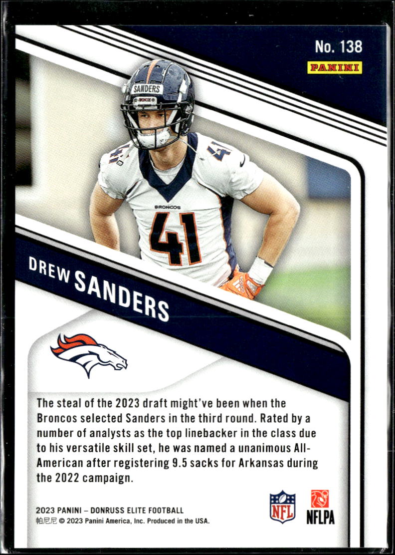 Drew Sanders 2023 Elite Red Rookie RC /149 Denver Broncos