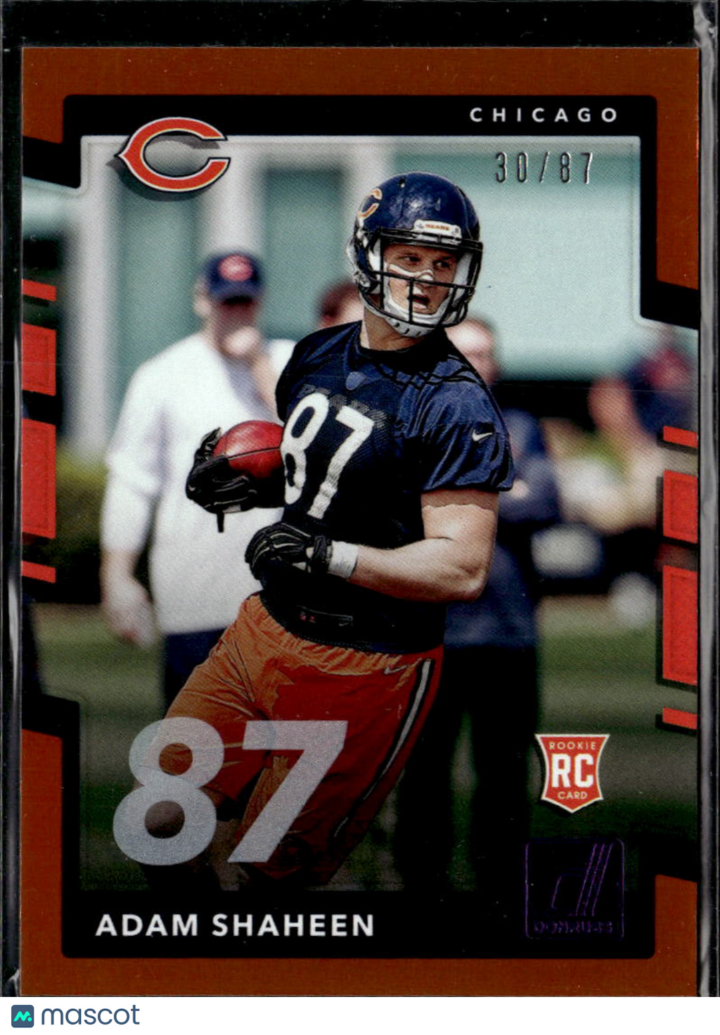 Adam Shaheen 2017 Donruss Orange Jersey Number RC 30/87 Chicago Bears