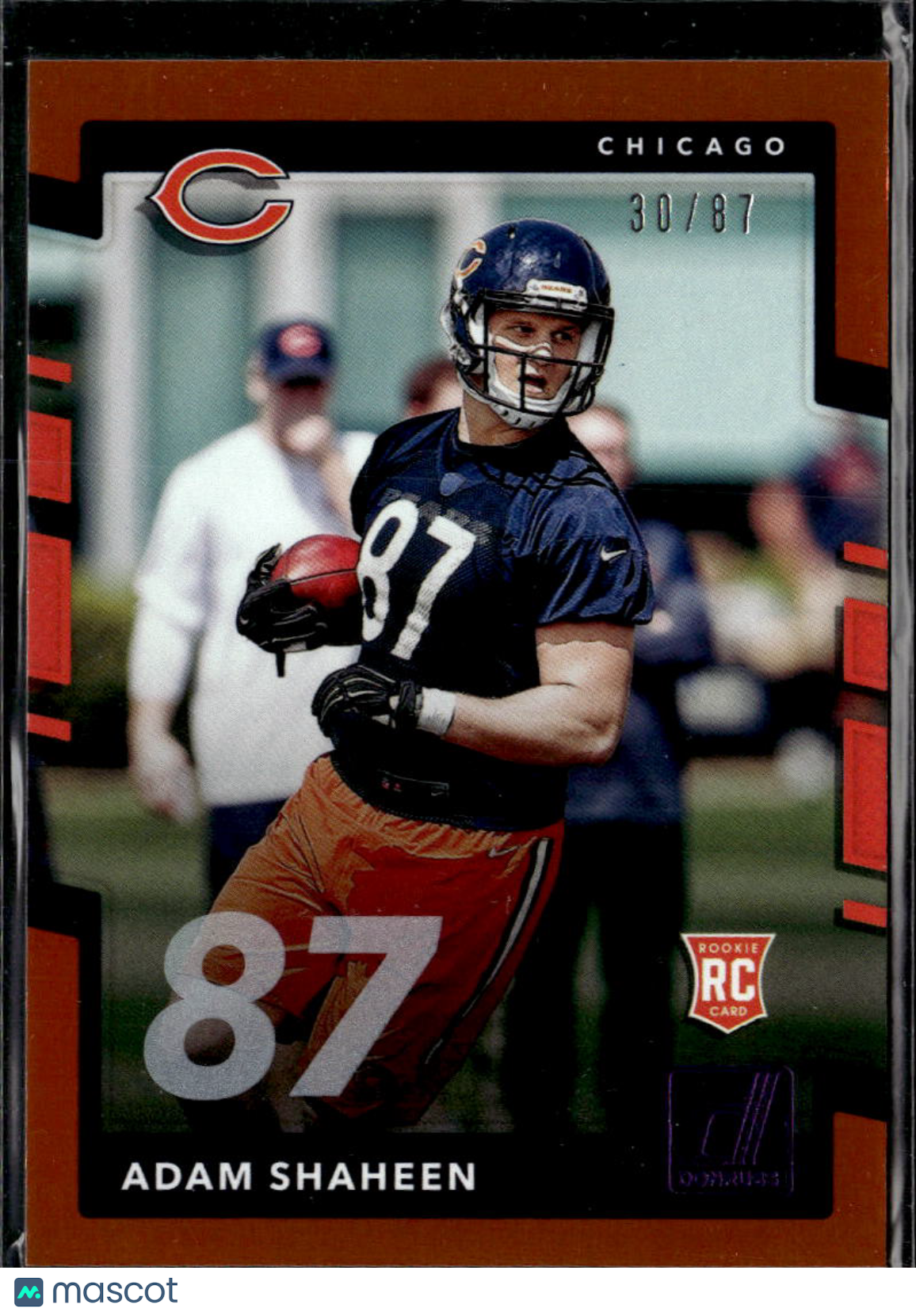 Adam Shaheen 2017 Donruss Orange Jersey Number RC 30/87 Chicago Bears