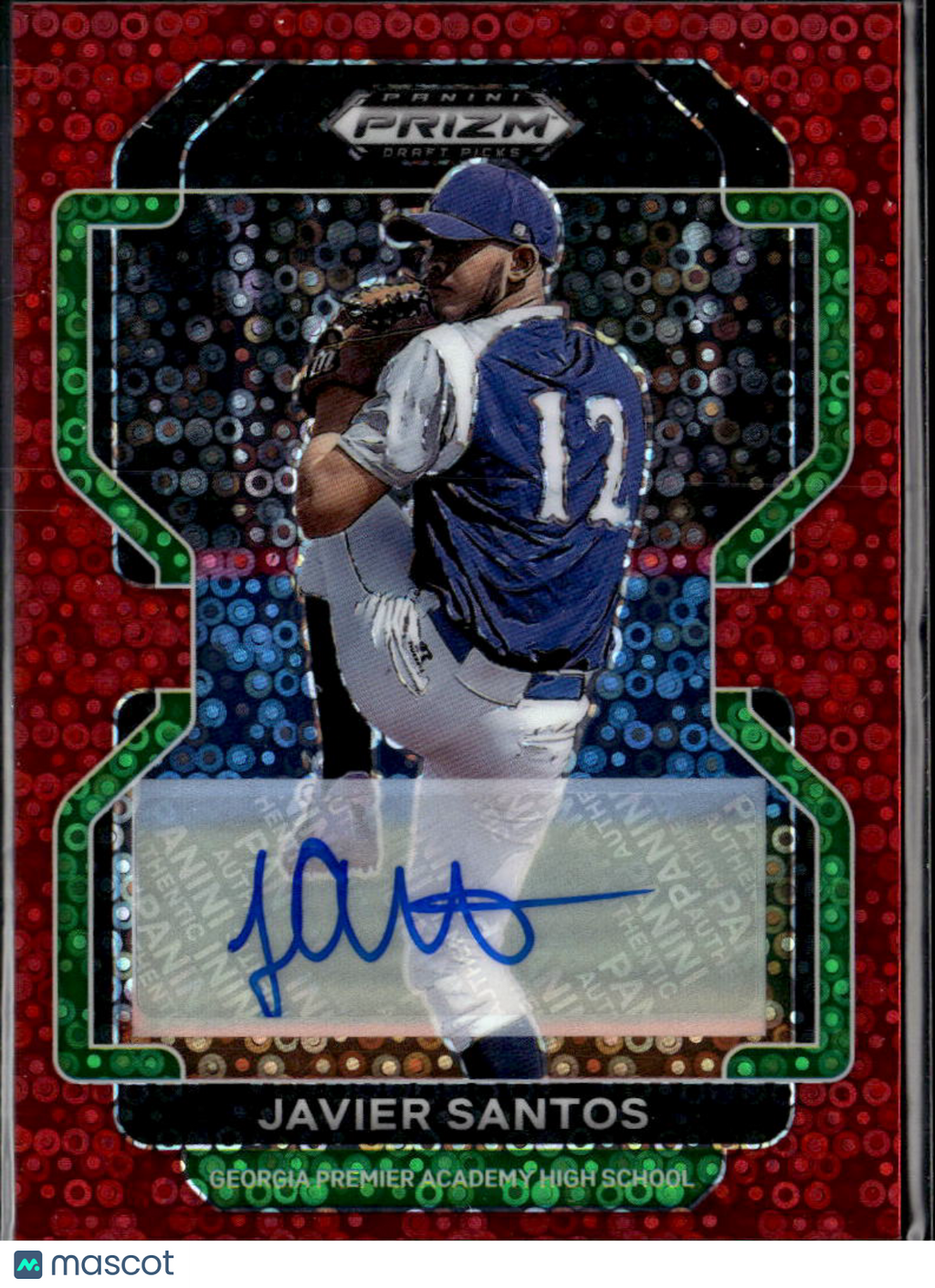 Javier Santos 2022 Prizm Draft Auto Autograph RC Red Georgia 78/99