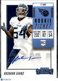 Rashaan Evans 2018 Contenders Auto Autograph RC Tennessee Titans