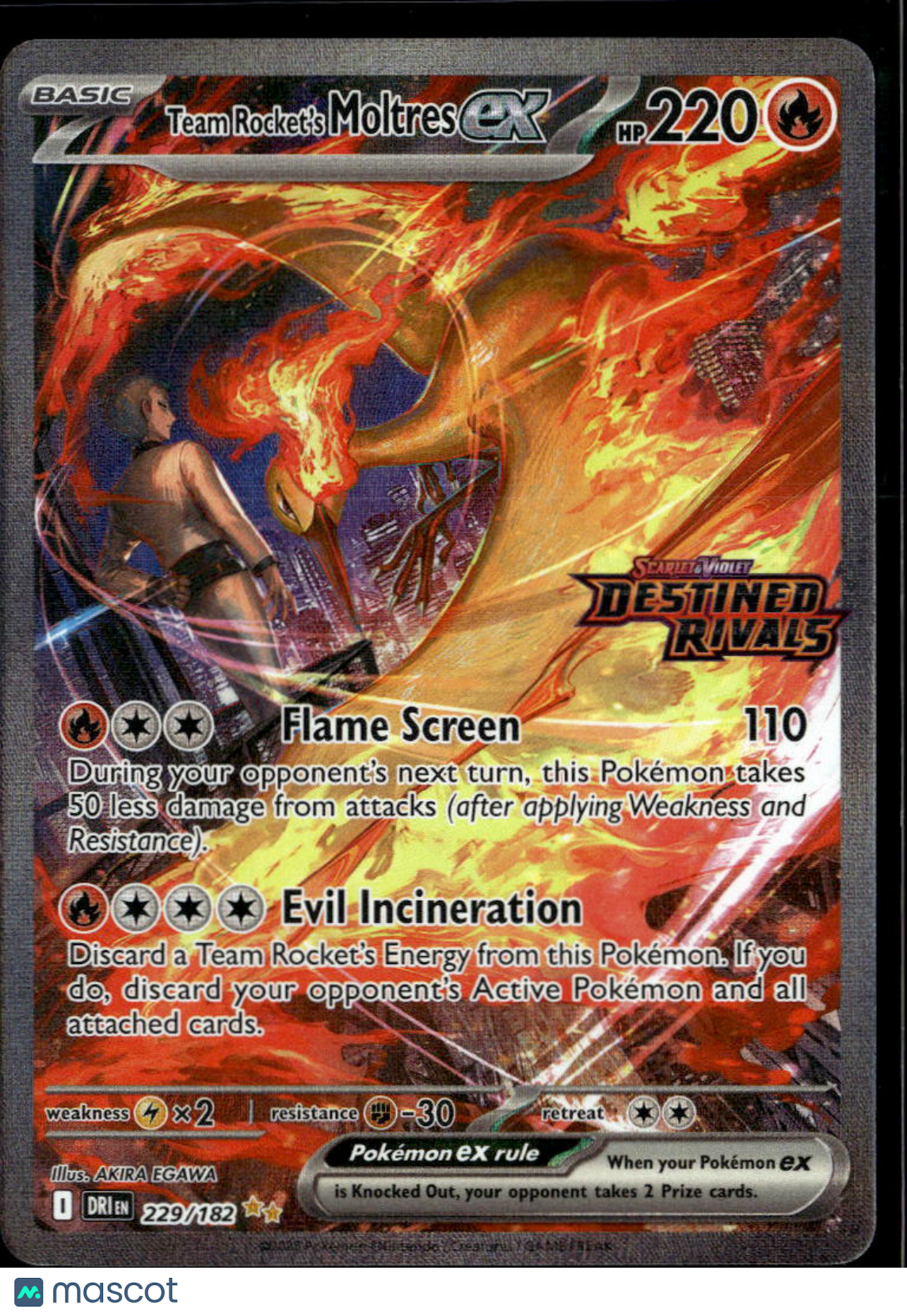 Team Rocket's Moltres EX 2025 Destined Rivals Holo Secret Rare SAR #229/182