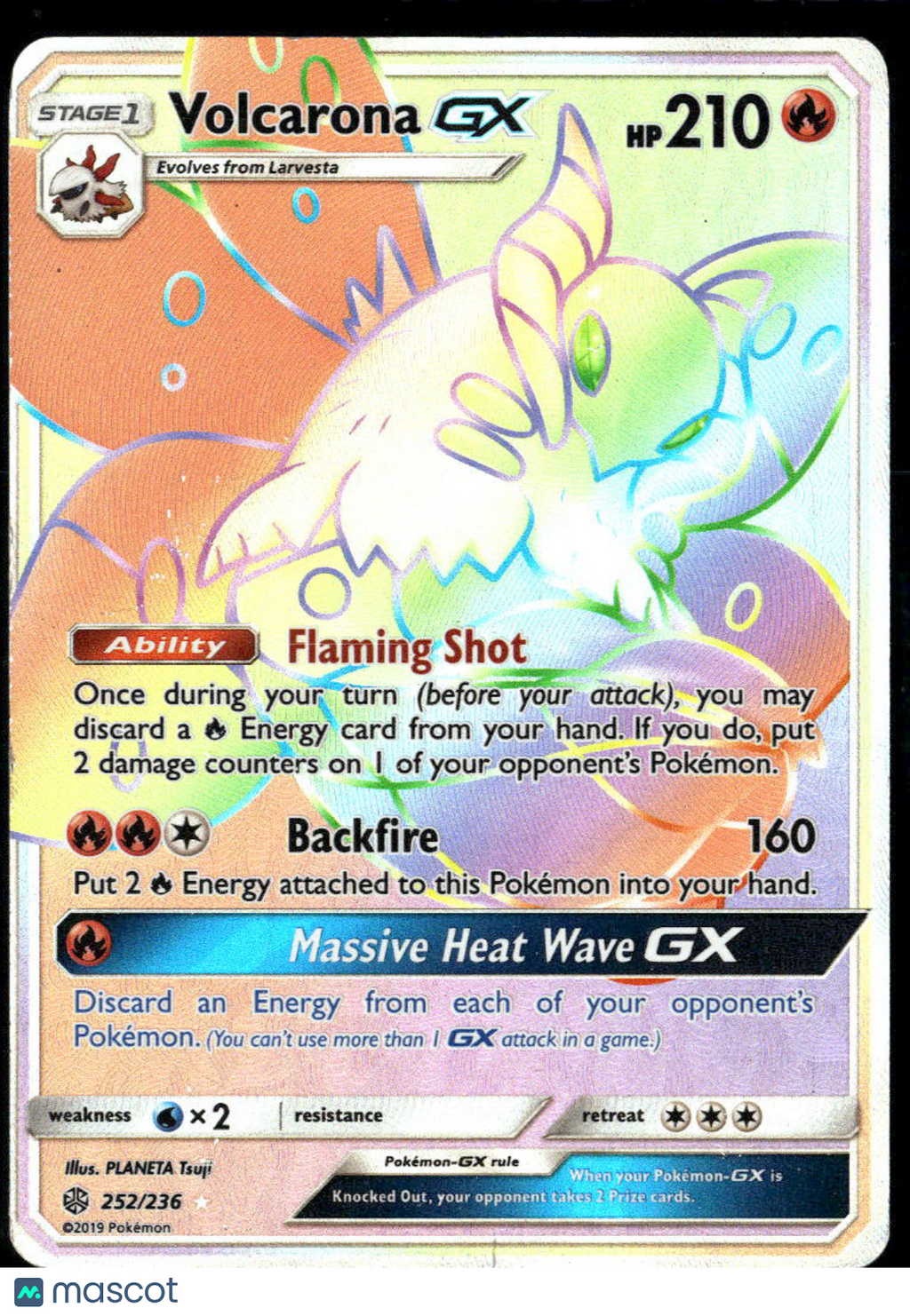Volcarona GX 2019 Cosmic Eclipse Rainbow Secret Rare HR #252/236