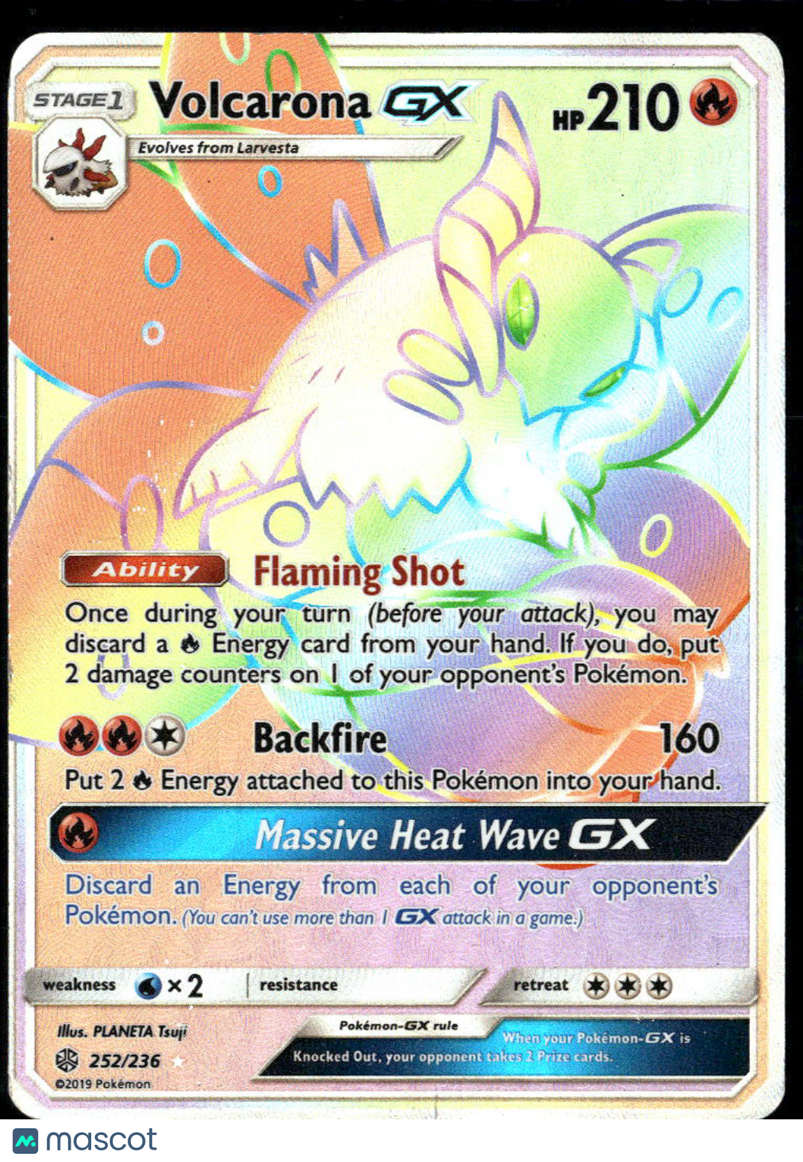 Volcarona GX 2019 Cosmic Eclipse Rainbow Secret Rare HR #252/236