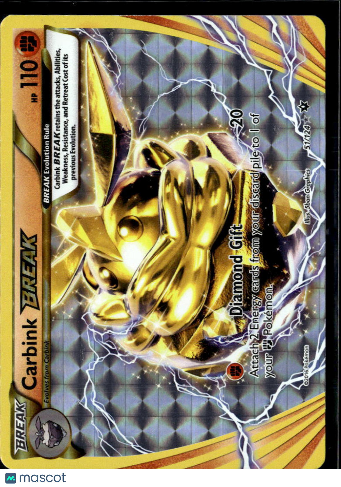 Carbink Break 2016 Fates Collide Holo Rare #51/124