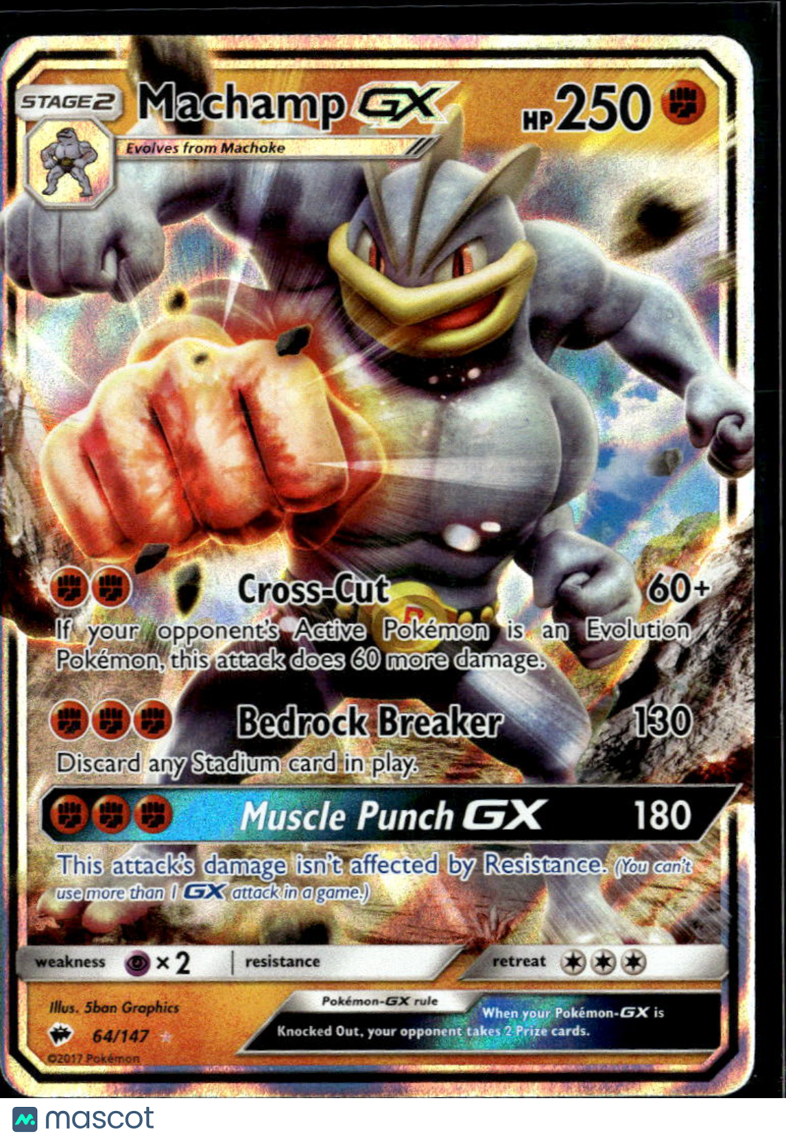 Machamp GX 2017 Burning Shadows Holo Rare #64/147