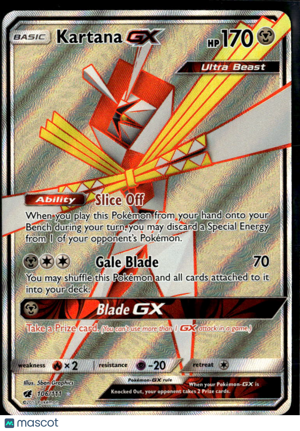 Kartana GX 2018 Crimson Invasion Holo Ultra Rare FA #106/111