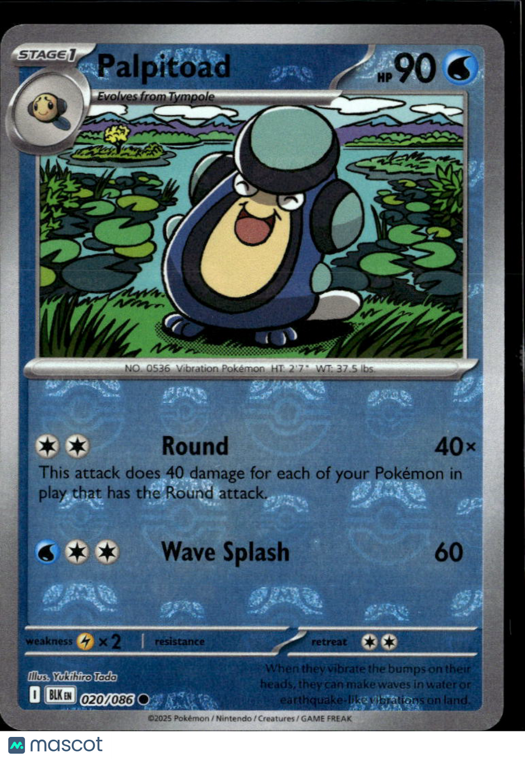 Palpitoad 2025 Black Bolt Reverse Holo #20/86