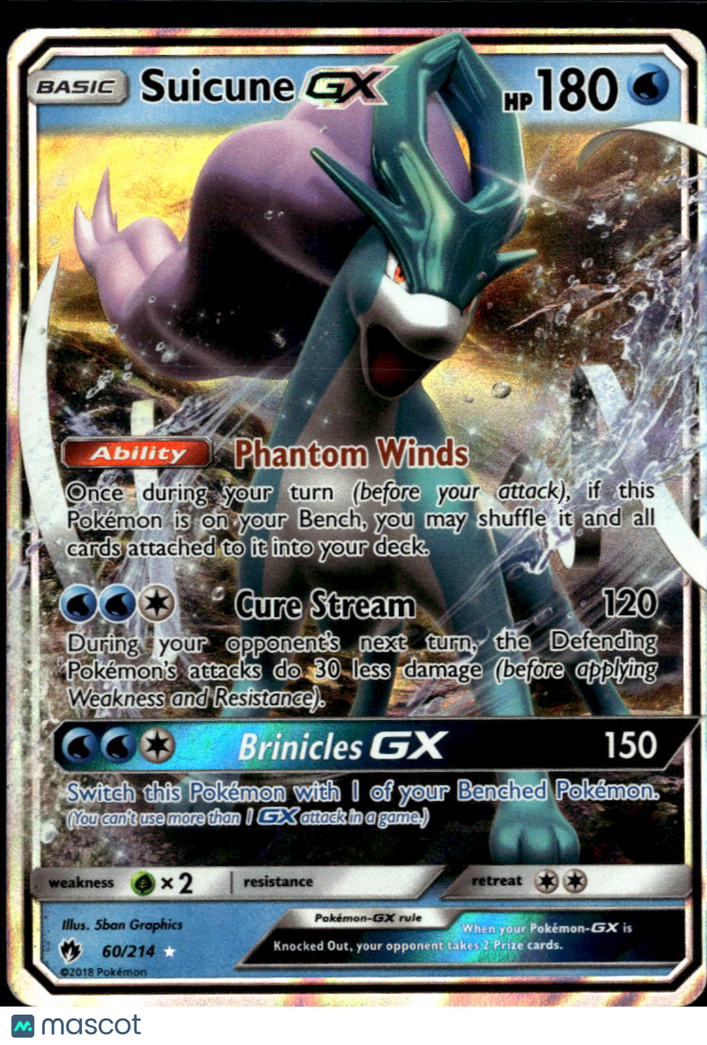 Suicune GX 2018 Lost Thunder Holo Rare #60/214