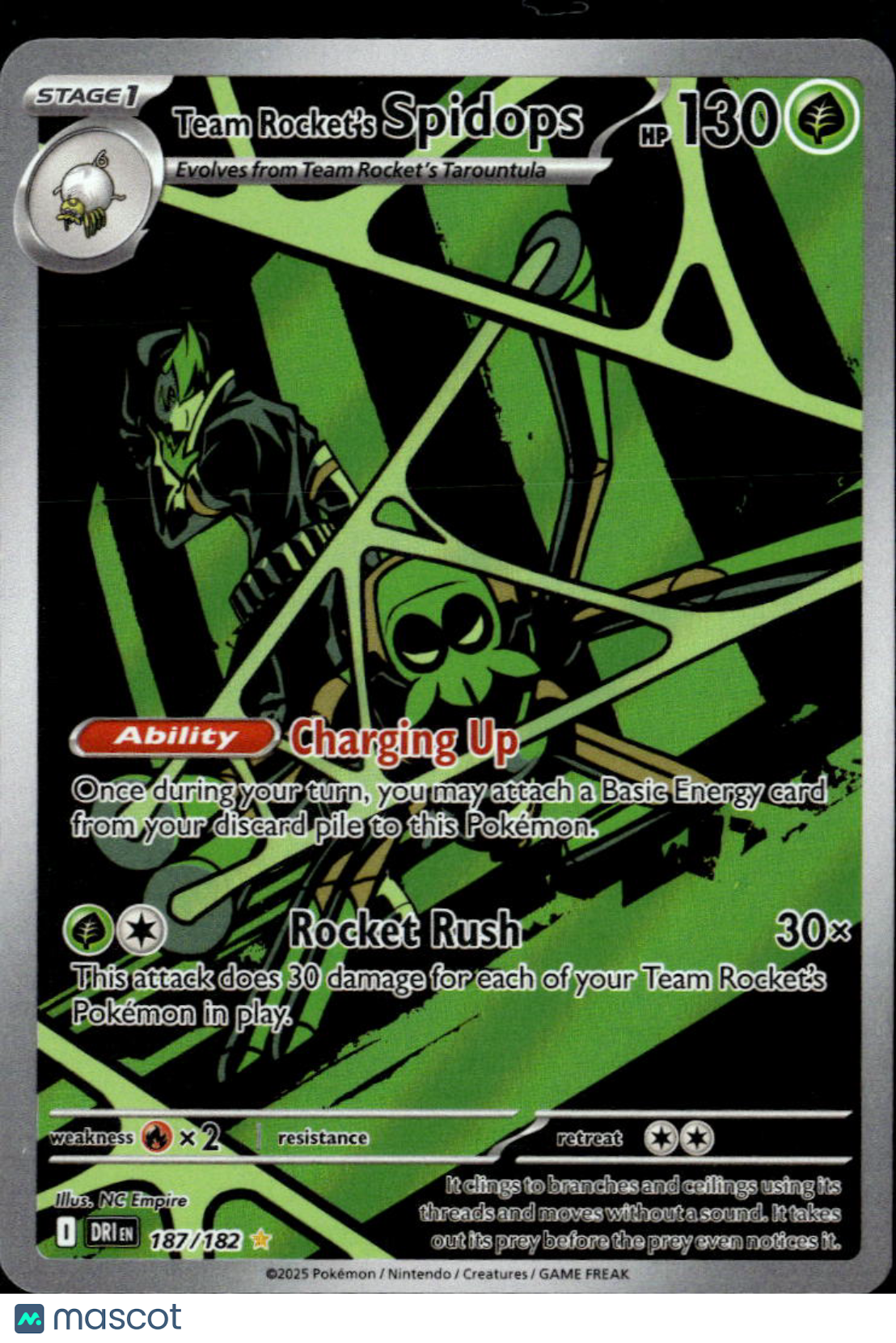 Team Rocket's Spidops 2025 Destined Rivals Holo Secret Rare #187/182