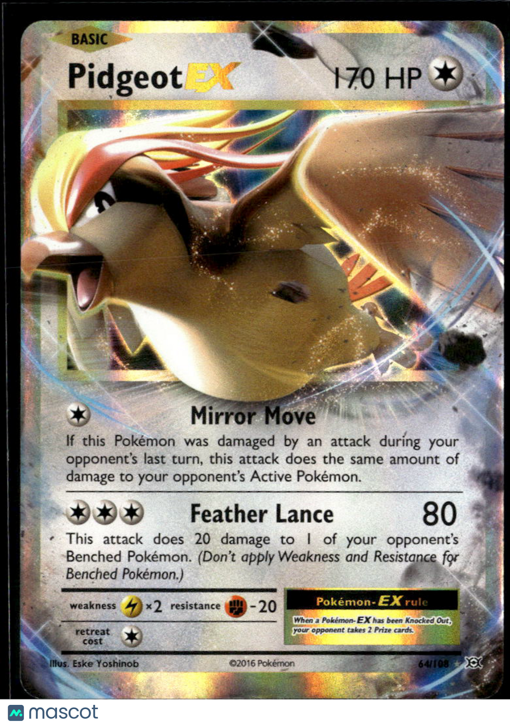Pidgeot EX 2016 Evolutions Holo Rare #64/108