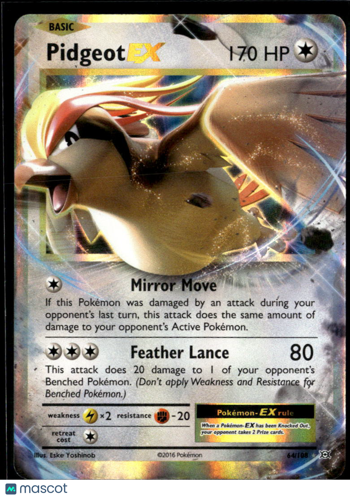 Pidgeot EX 2016 Evolutions Holo Rare #64/108