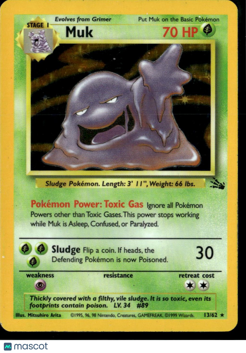 Muk 1999 Fossil Holo Rare #13/62