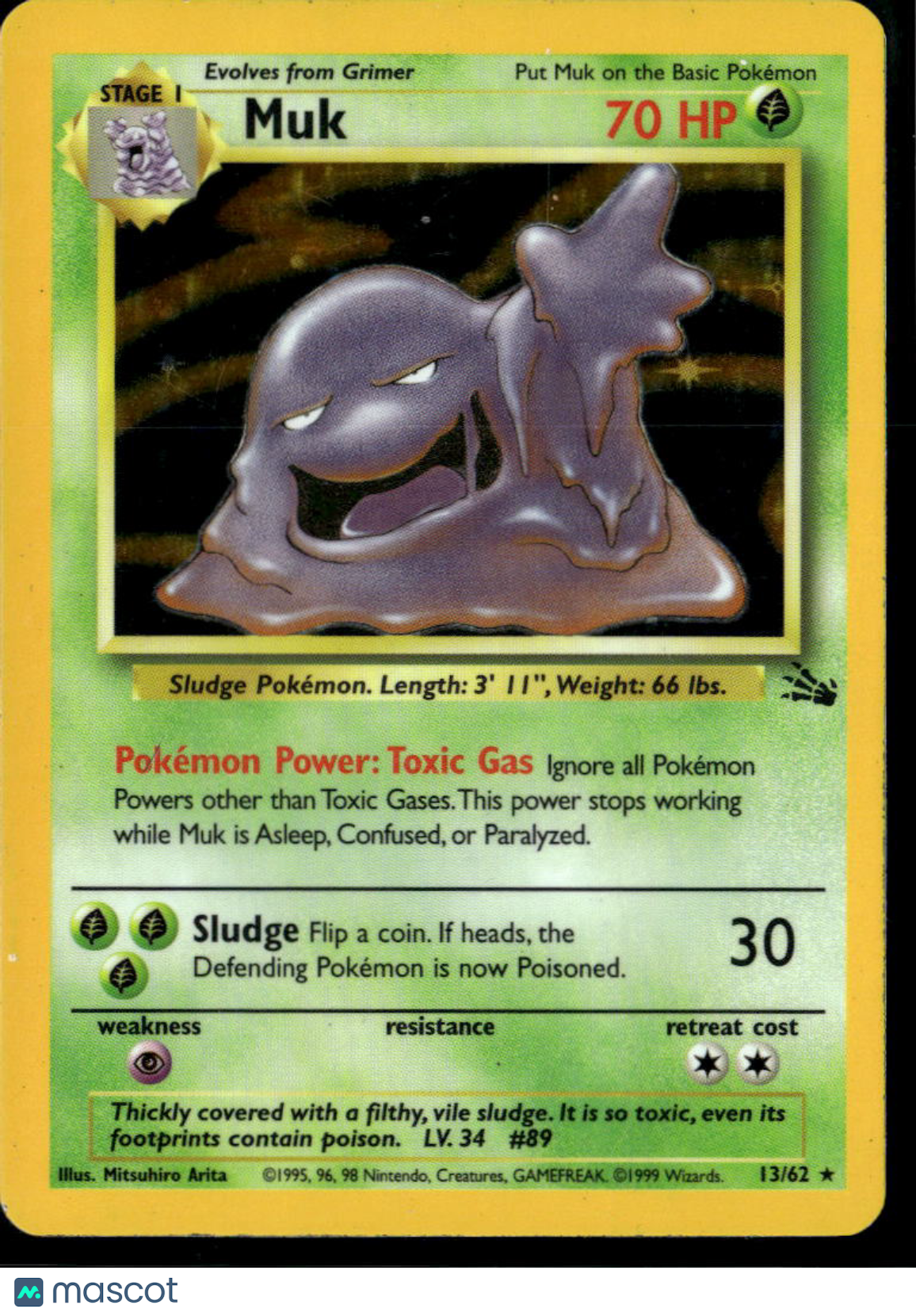 Muk 1999 Fossil Holo Rare #13/62