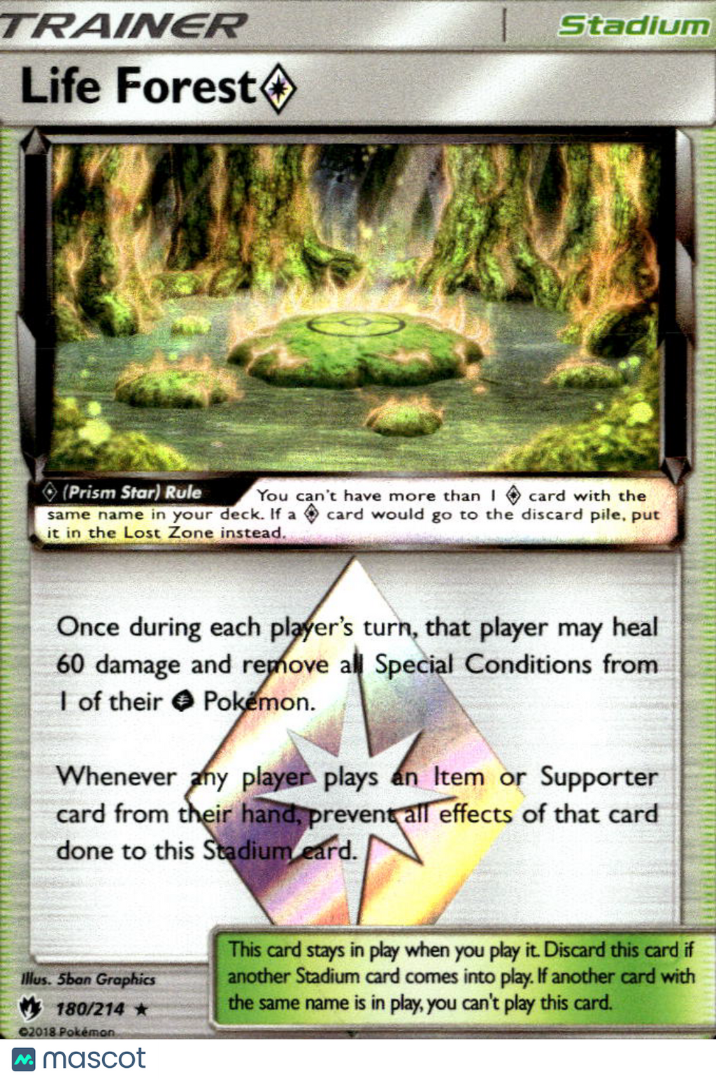 Life Forest ◇ 2018 Lost Thunder Holo Rare #180/214