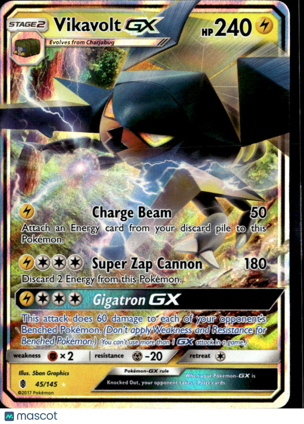 Vikavolt GX 2017 Sun & Moon Holo Rare RR #45/145